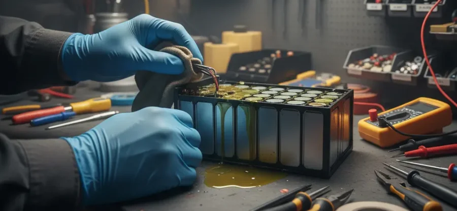 What to do with a leaking lithium battery